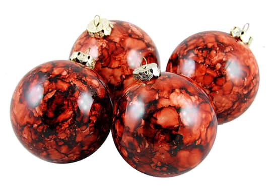 4ct Marbled Sienna Brown Shatterproof Ball Ornaments